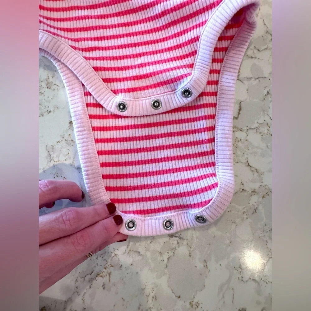 12-18M GAP Pink and White Striped Bodysuit